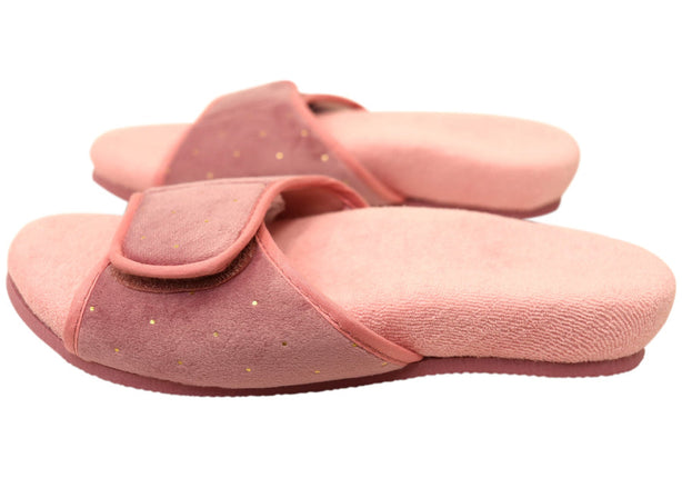 Homyped Snug 2 Dot Pink Gold Slippers Size 10