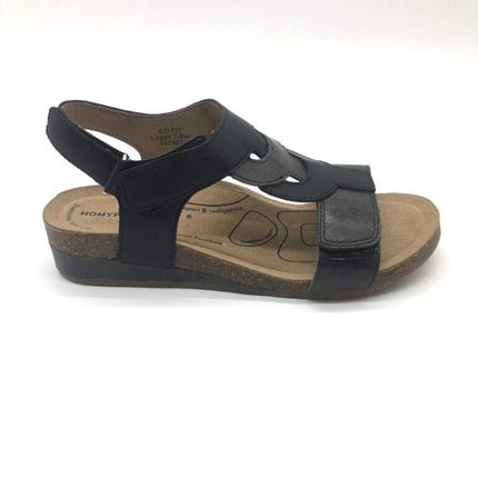Homyped Logan T Bar Womens Comfortable Wide Fit Sandals black 10