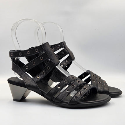 Arche Sample Iziana Black Leather Heeled Sandal