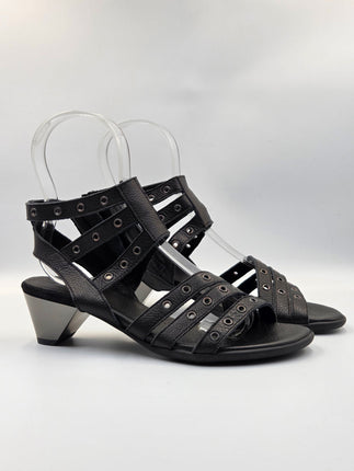 Arche Sample Iziana Black Leather Heeled Sandal