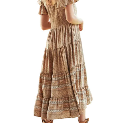Ginger Bear Boutique Jaase Isabella Bon Sand Maxi Dress Boho Floral Tiered Summer Dress