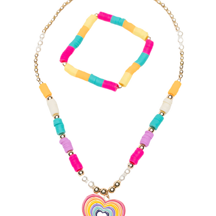 Great Pretender Rainbow Love Necklace & Bracelet Set