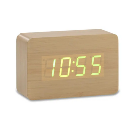 Jinx LED Alarm Clock - Bamboo - OhYouLuckyDuck.com.au