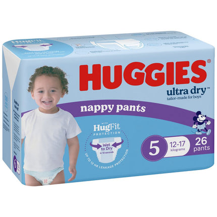 Huggies Ultra Dry Nappy Pants For Boys Walker 26 Pack