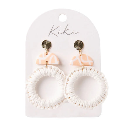 Splosh Kiki Pink And White Hoop Earrings
