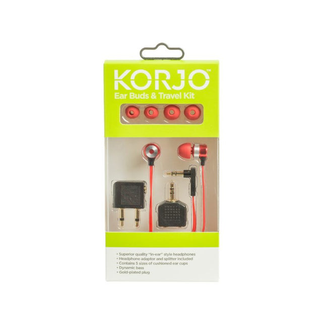 Korjo Ear Buds Travel Kit Red