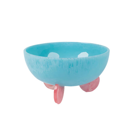 Kenzie Footed Bowl Blue with Pink