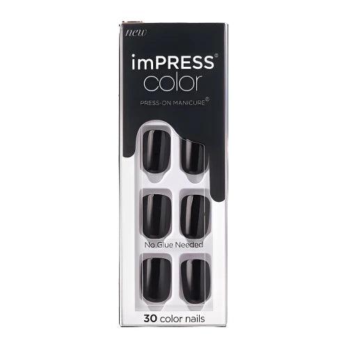 Kiss Impress Color Press-on Manicure Nails - All Black - OhYouLuckyDuck.com.au