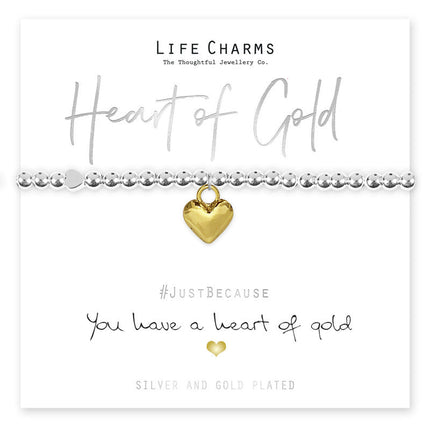 Life Charms Bracelet Heart Of Gold