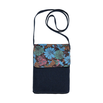 Kangaroo Hand Painted Leather And Denim Combination Cross Body Bag 22 x 28 x 2.5CM