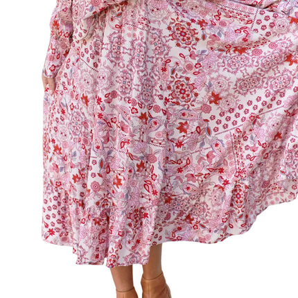 Ginger Bear Boutique Vela Skirt for Women in Ruby Red Print