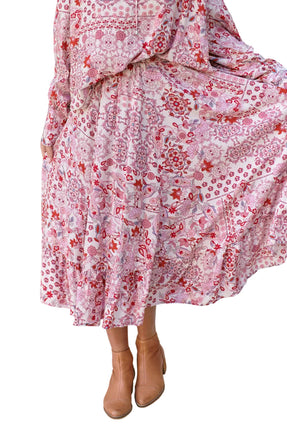Ginger Bear Boutique Vela Skirt for Women in Ruby Red Print