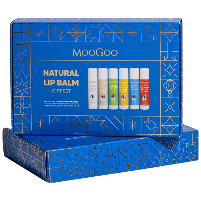 MOOGOO Natural Lip Balm Gift Set with Cow Lick Strawberry and Honey 3 x 5g