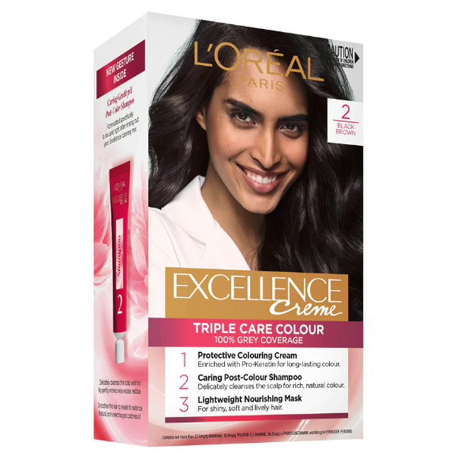 L'Oreal Excellence Creme 2 Black Brown Hair Colour - OhYouLuckyDuck.com.au