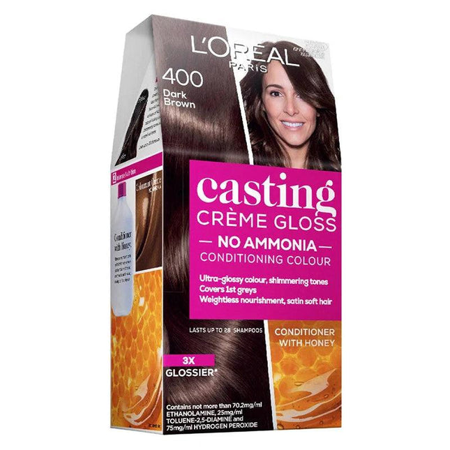 L'Oreal Paris Casting Creme Gloss Semi-Permanent Hair Colour - 400 Dark Brown (Ammonia Free) - OhYouLuckyDuck.com.au