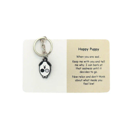 Happy Puppy Keyring Cute Dog Charm for Keys and Bags