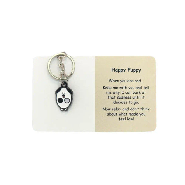 Happy Puppy Keyring Cute Dog Charm for Keys and Bags