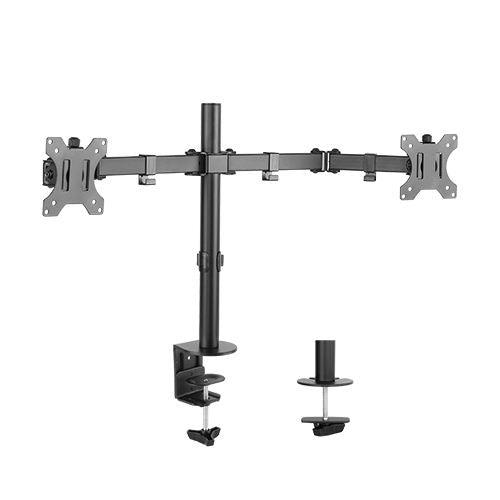 Brateck Dual Screens Economical Double Joint Articulating Steel Monitor Arm Fit Most 13â€™â€™-32â€™â€™ Monitors Up to 8kg per screen VESA 75x75/100x100