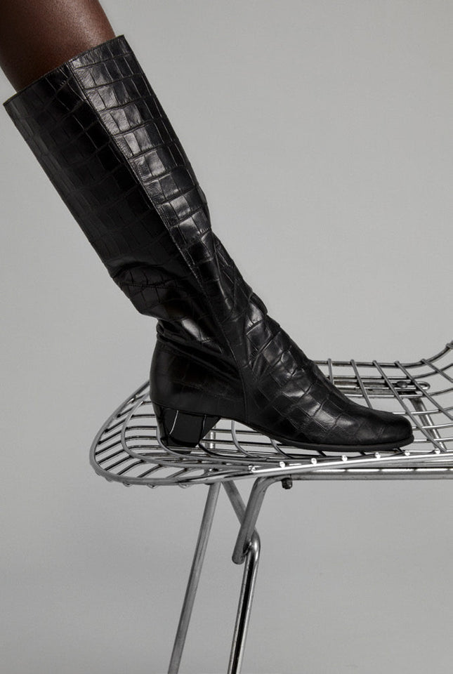 Arche Sample Marnya Black Alligator Print Boots