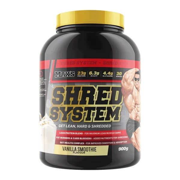 Max's Shred System Thermogenic Protein Powder Vanilla Smoothie 900g