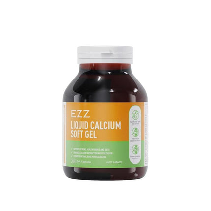EZZ Liquid Calcium with Vitamin D3 and K2 Soft Gel Capsules 120 Count