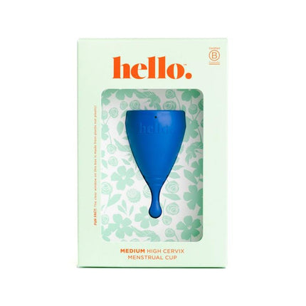 Hello High Cervix Menstrual Cup Medium Bright Blue