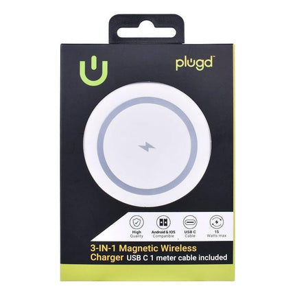 Plugd Magnetic Wireless Charger 3 In 1 Foldable Charging Station