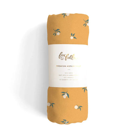 Fox & Fall Organic Muslin Wrap Baby Swaddle Tiny Lemons