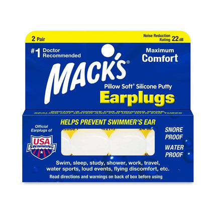 Macks Pillow Soft Silicone Putty Ear Plugs 2 Pair