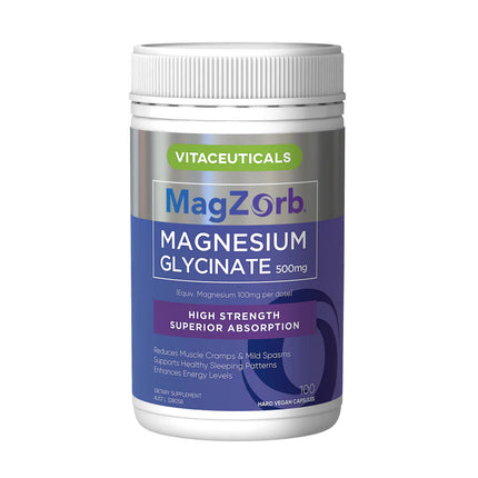 Vitaceuticals Magzorb Magnesium Glycinate 500Mg 100 Capsules