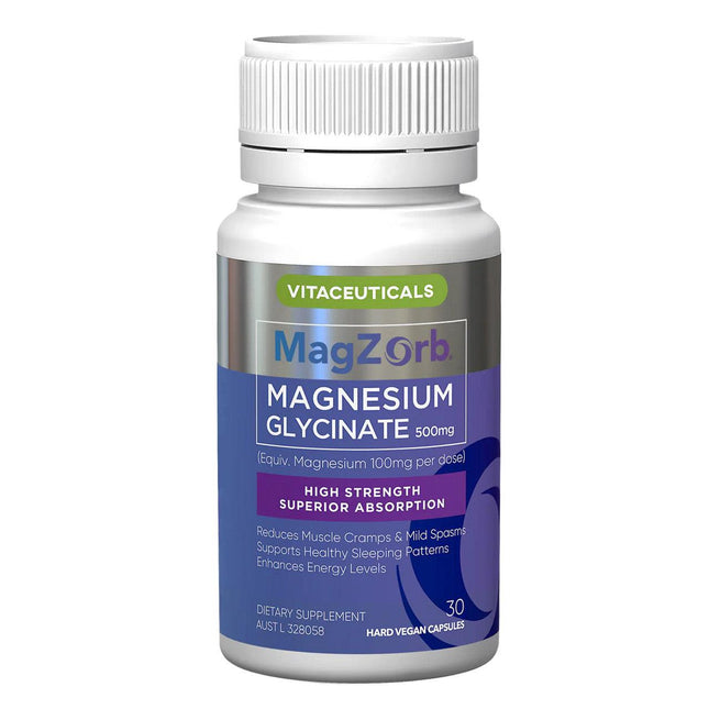 Vitaceuticals Magzorb Magnesium Glycinate 500mg 30 Capsules - OhYouLuckyDuck.com.au