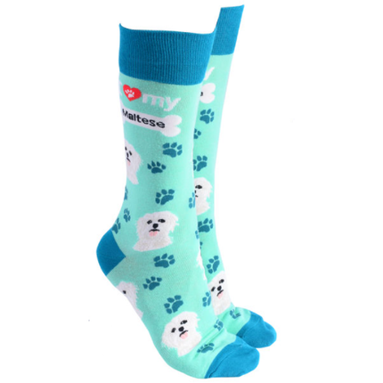 Sock Society Maltese Terrier Dog Novelty Crew Socks ( Assoted ) 1 piece only