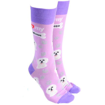 Sock Society Maltese Terrier Dog Novelty Crew Socks ( Assoted ) 1 piece only