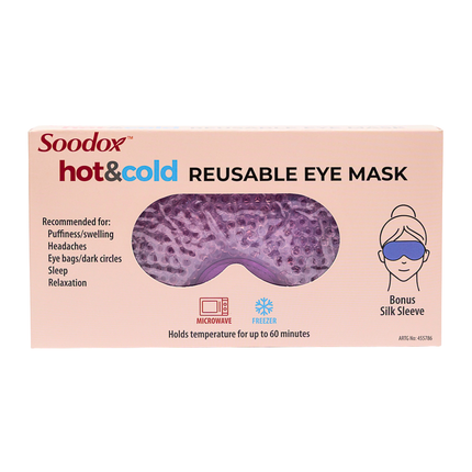 Soodox Hot And Cold Reusable Eye Mask With Bonus Silk Sleeve Purple