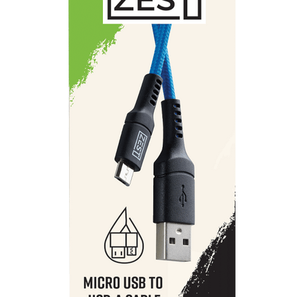 Zest Charge And Sync Micro Usb Cable Blue 1 Meter