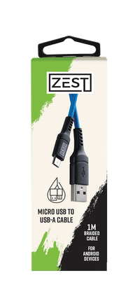 Zest Charge And Sync Micro Usb Cable Blue 1 Meter