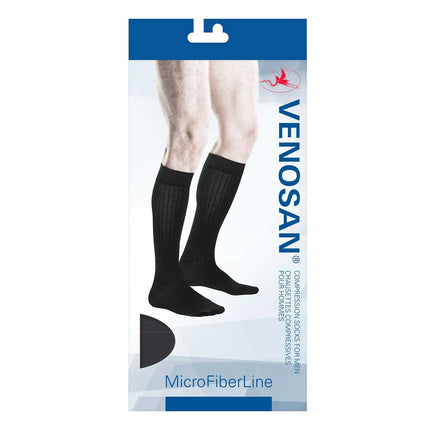 Venosan Microfiber Mens Knee High Compression Socks 15-20 mmHg Black Medium