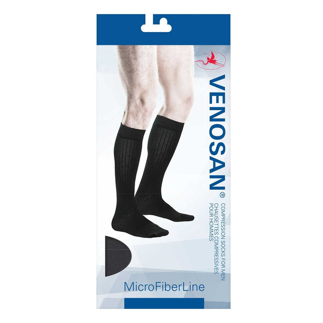 Venosan Microfiber Mens Knee High Compression Socks 15-20 mmHg Black Medium
