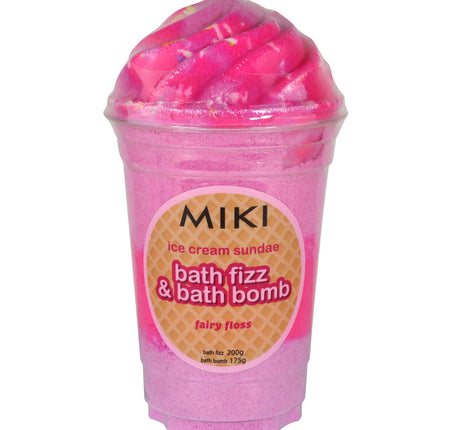 Miki Ice Cream Sundae Bath Bomb and Bath Fizz Fairy Floss 250G