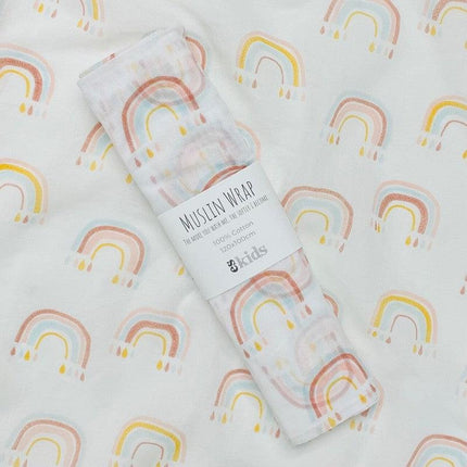 ES Kids Muslin Wrap Pink Rainbow 100 x 120CM