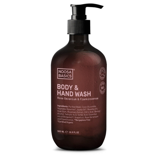 Noosa Basics Body & Hand Wash Rose Geranium & Frankincense 500ML