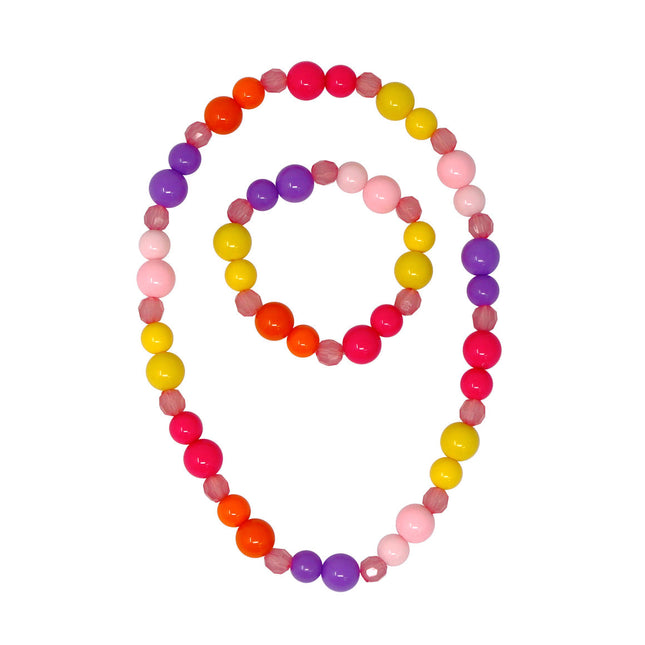 Pink Poppy Fairy Rainbow Necklace and Bracelet Set