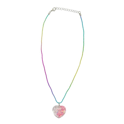 Pink Poppy Mermaid Heart Necklace