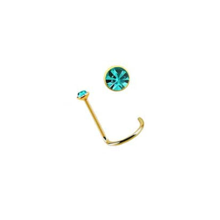 Rossan Twist Post 18Ct Gold Jeweled Nose Stud Ns1025 Blue Zircon