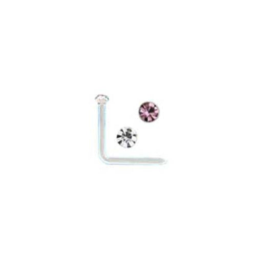 Rossan NS4042 Acrylic Duo Jewelled Nose Studs Crystal and Rose