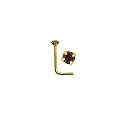 Rossan Bent Post Gold Plated Jewelled Nose Studs NS5096 Amethyst