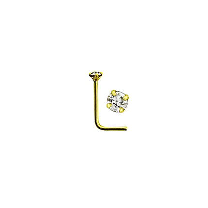Rossan Bent Post Gold Plated Jewelled Nose Studs NS5096 Crystal Clear