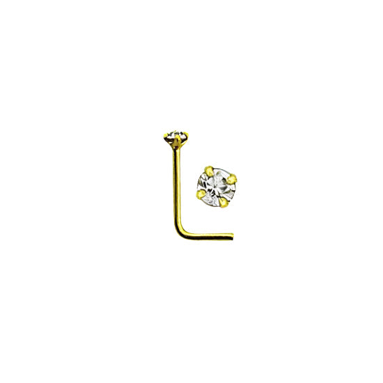 Rossan Bent Post Gold Plated Jewelled Nose Studs NS5096 Crystal Clear