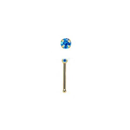 Rossan Nose Bone Gold Jewelled NS5097CB Round Capri Blue