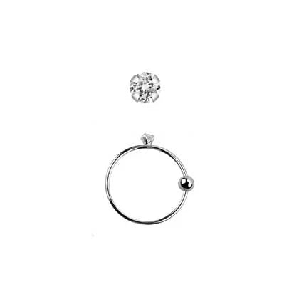 Rossan Nose Ring Jewelled Sterling Silver Plated NS8002 10mm 18g